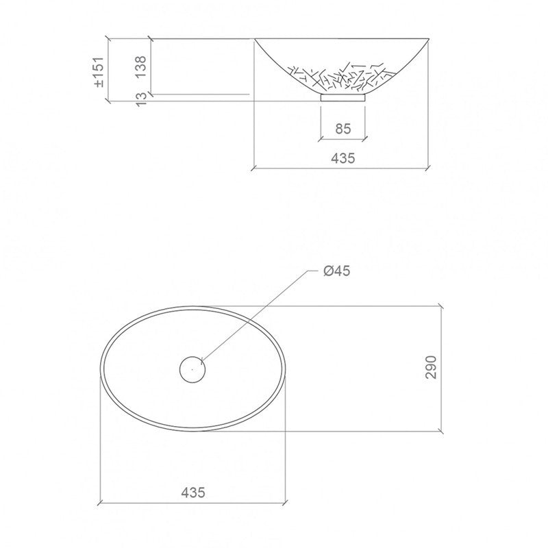 GLASS DESIGN ICE OVAL SMALL LAVABO