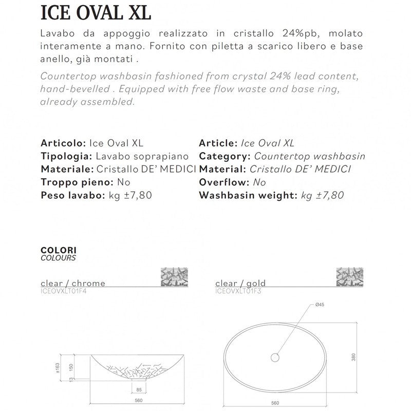 GLASS DESIGN ICE OVAL XL LAVABO