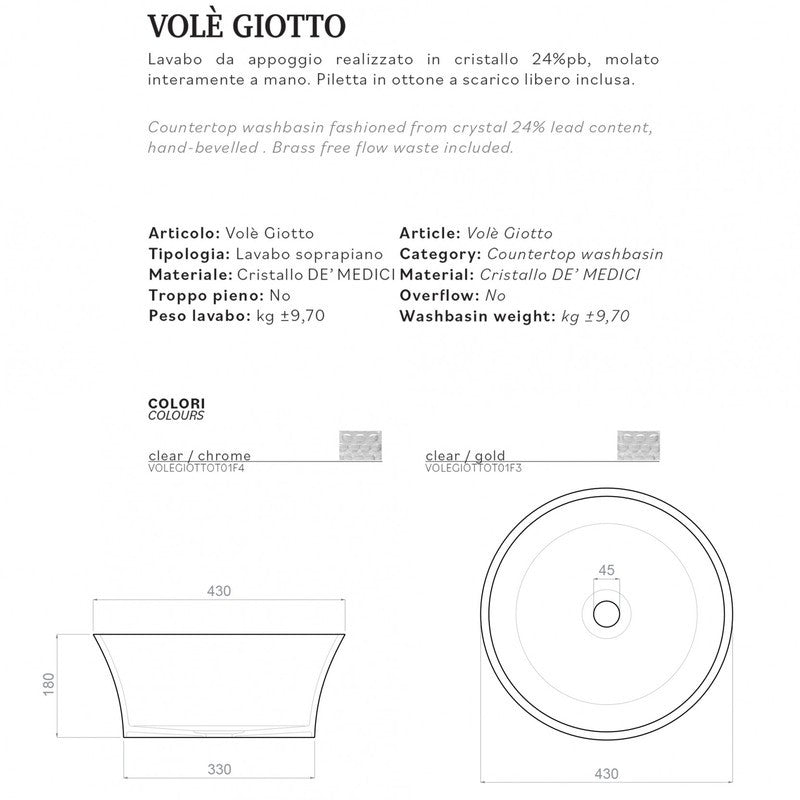 GLASS DESIGN VOLÈ GIOTTO LAVABO
