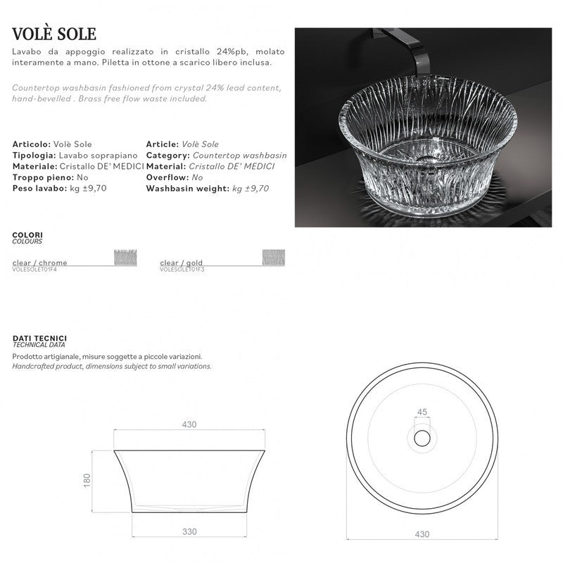GLASS DESIGN VOLÈ SOLE LAVABO