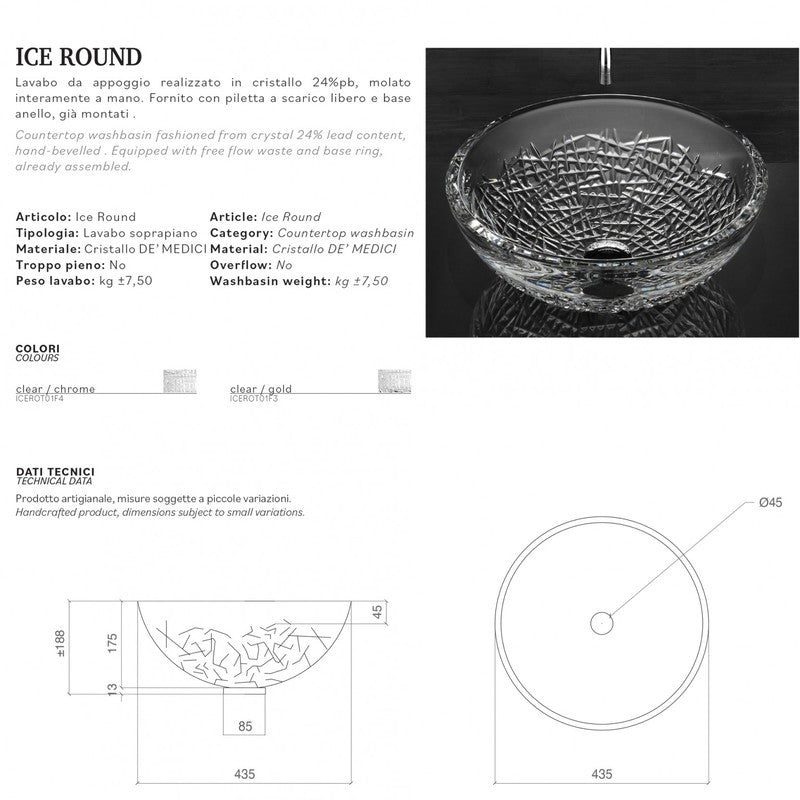 GLASS DESIGN ICE ROUND LAVABO