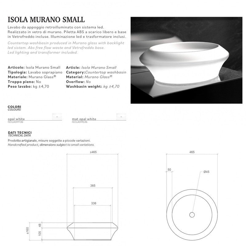 GLASS DESIGN ISOLA MURANO SMALL LAVABO