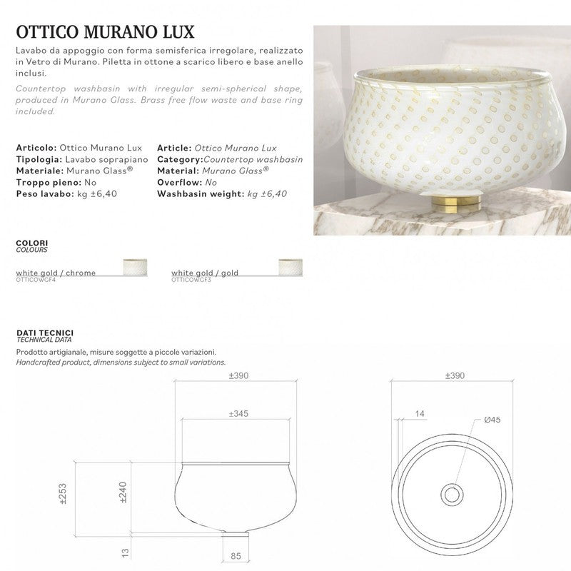 GLASS DESIGN OTTICO MURANO LUX LAVABO