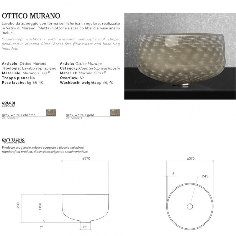GLASS DESIGN OTTICO MURANO WASHBASIN