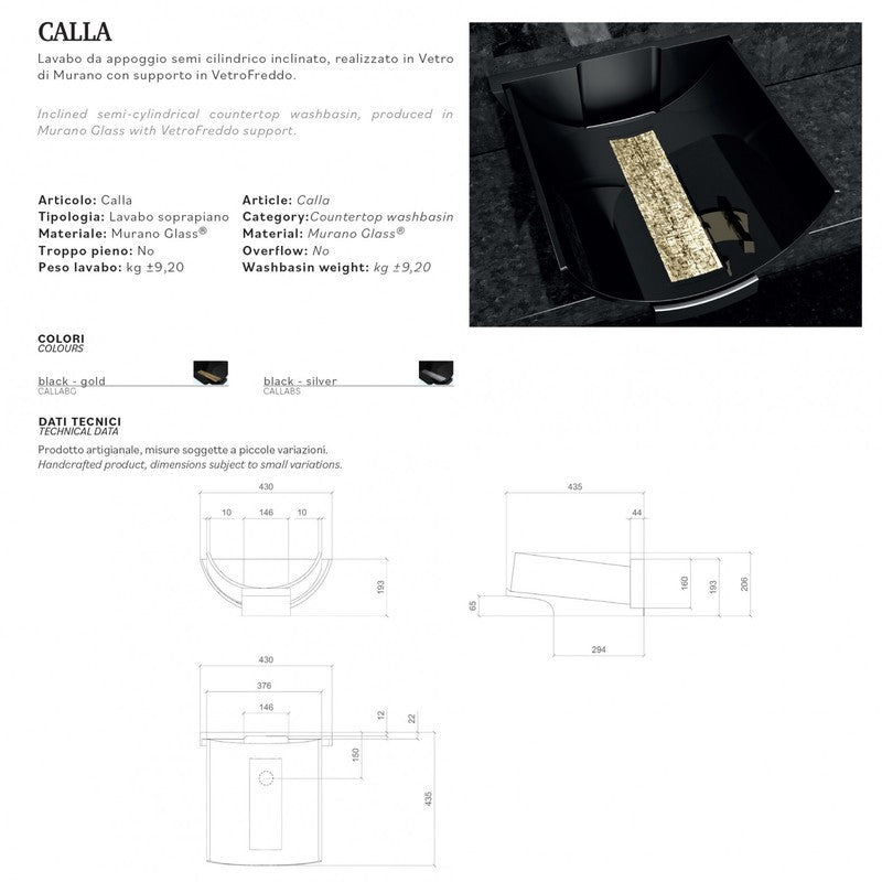 GLASS DESIGN CALLA MURANO BLACK LAVABO