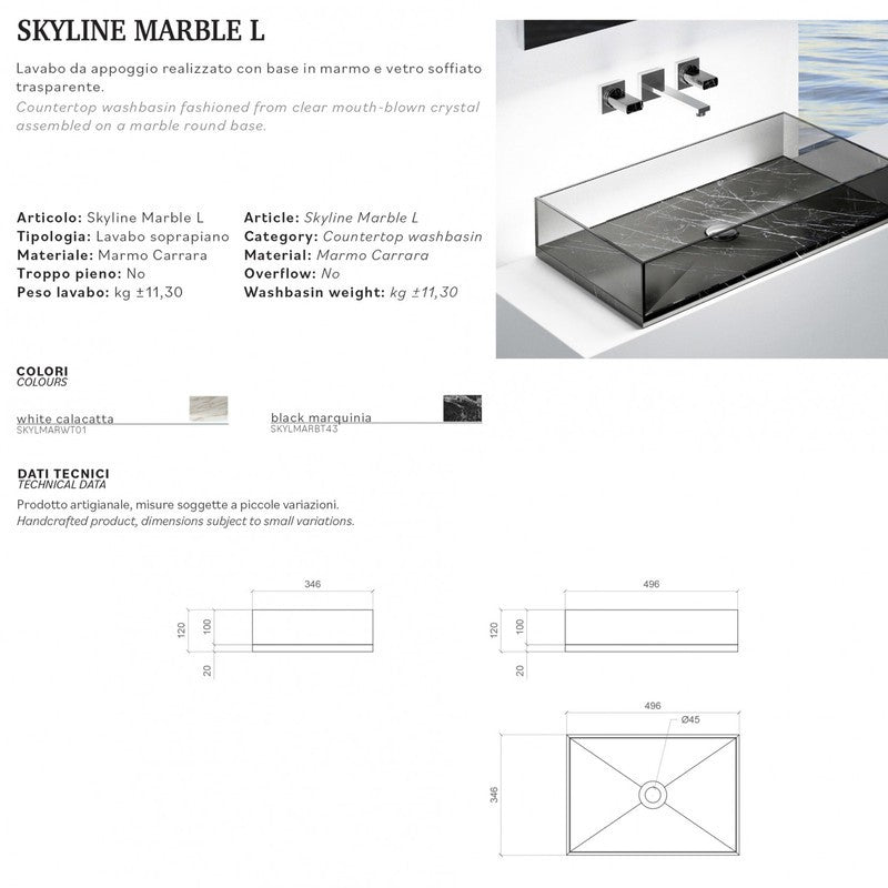 GLASS DESIGN SKYLINE MARBLE L LAVABO