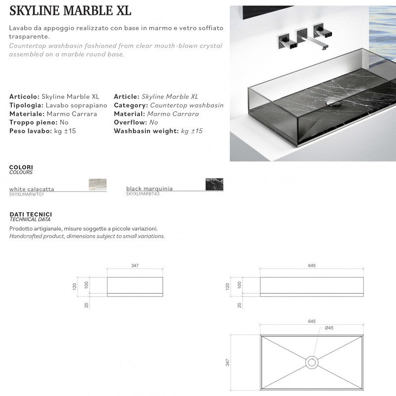 GLASS DESIGN SKYLINE MARBLE XL LAVABO