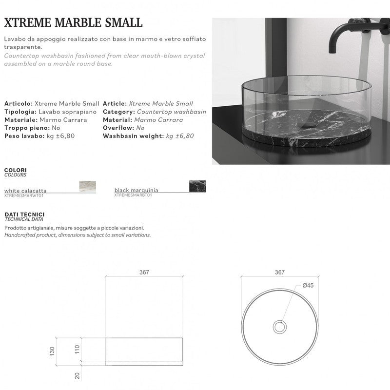 GLASS DESIGN XTREME MARBLE SMALL LAVABO