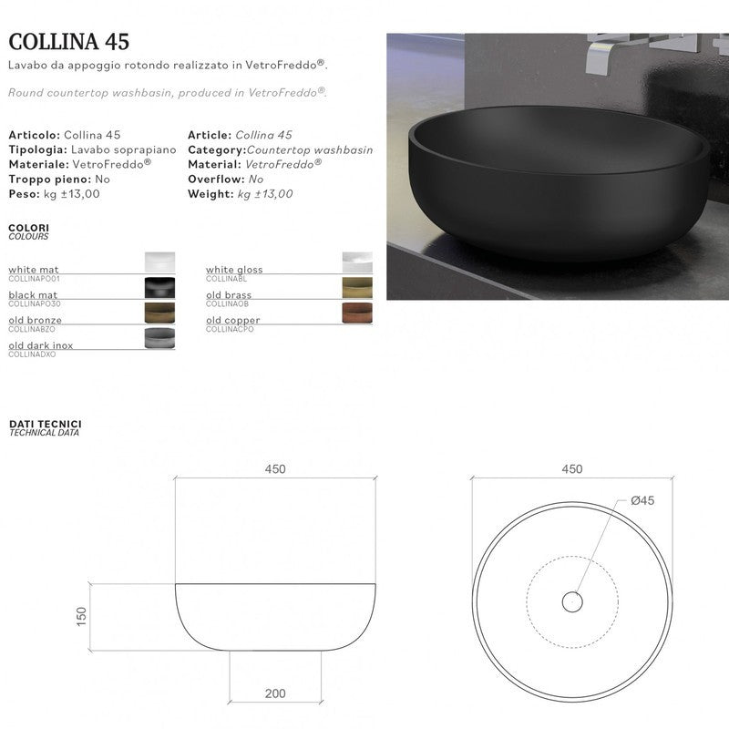 GLASS DESIGN COLLINA 45 WASHBASIN