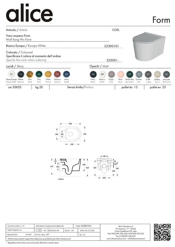 ALICE CERAMICA VASO FORM SOSPESO
