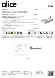 ALICE CERAMICA LAVABO HIDE 85X37
