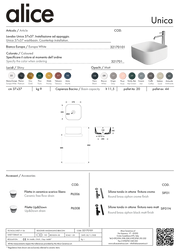 ALICE CERAMICA UNICA WASHBASIN 37X37