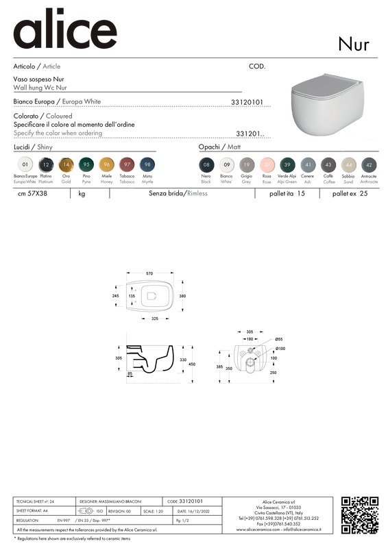 ALICE CERAMICA VASO NUR SOSPESO