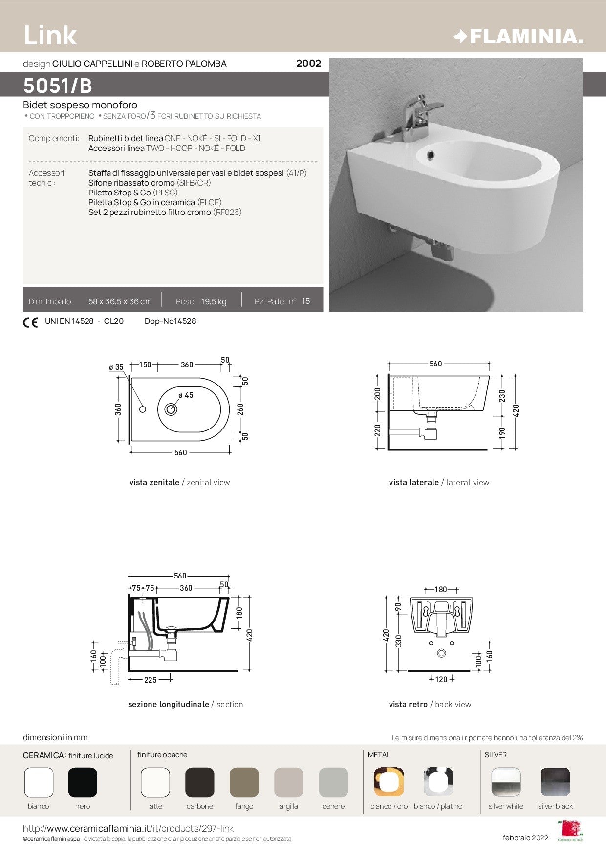 FLAMINIA LINK BIDET SOSPESO