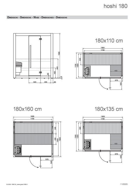 GLASS HOSHI SAUNA FINLANDESE 180