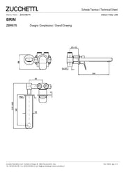 ZUCCHETTI BRIM MIX MONOCOMANDO INCASSO PER LAVABO BOCCA L.180 mm DUE FORI CON AERATORE