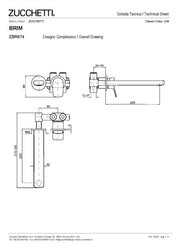 ZUCCHETTI BRIM MIX MONOCOMANDO INCASSO PER LAVABO BOCCA L. 225 mm DUE FORI CON AERATORE