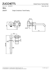 ZUCCHETTI GILL MIX MONOCOMANDO INCASSO LAVABO L. BOCCA 175 mm DUE FORI CON AERATORE