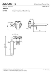 ZUCCHETTI NIKKO MIX BUILT-IN BASIN SINGLE-LEVER MIXER 170 mm SPOUT TWO HOLES WITH AERATOR