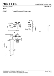 ZUCCHETTI NIKKO MIX BUILT-IN BASIN MIXER L. SPOUT 215 mm TWO HOLES WITH AERATOR