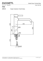 ZUCCHETTI PAN MIX SINGLE-LEVER BASIN MIXER WITH EXTENSION, AERATOR AND NO WASTE