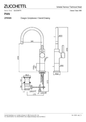 ZUCCHETTI PAN MIX MONOCOMANDO LAVABO CON PROLUNGA, BOCCA GIREVOLE, AERATORE E SCARICO