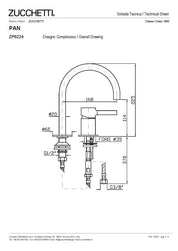 ZUCCHETTI PAN MIX MONOCOMANDO LAVABO 2 FORI CON BOCCA GIREVOLE E AERATORE