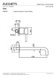 ZUCCHETTI PAN MIX MONOCOMANDO LAVABO INCASSO 2 FORI L. BOCCA 230 mm CON AERATORE