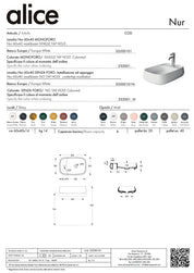 ALICE CERAMICA LAVABO NUR 60X40 PLAN