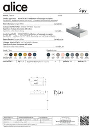 ALICE CERAMICA LAVABO SPY 60X30