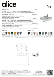 ALICE CERAMICA LAVABO SPY 61X46