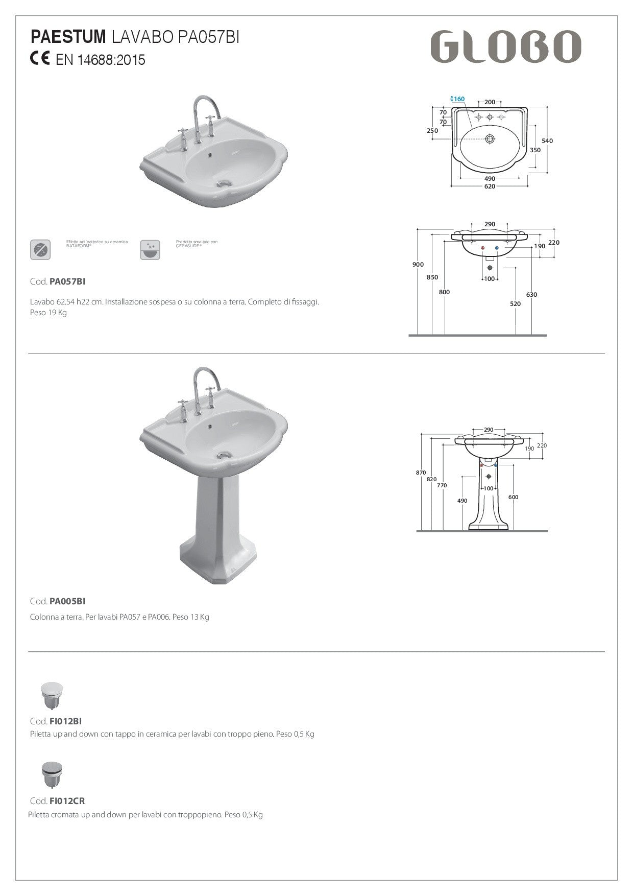 GLOBO PAESTUM LAVABO