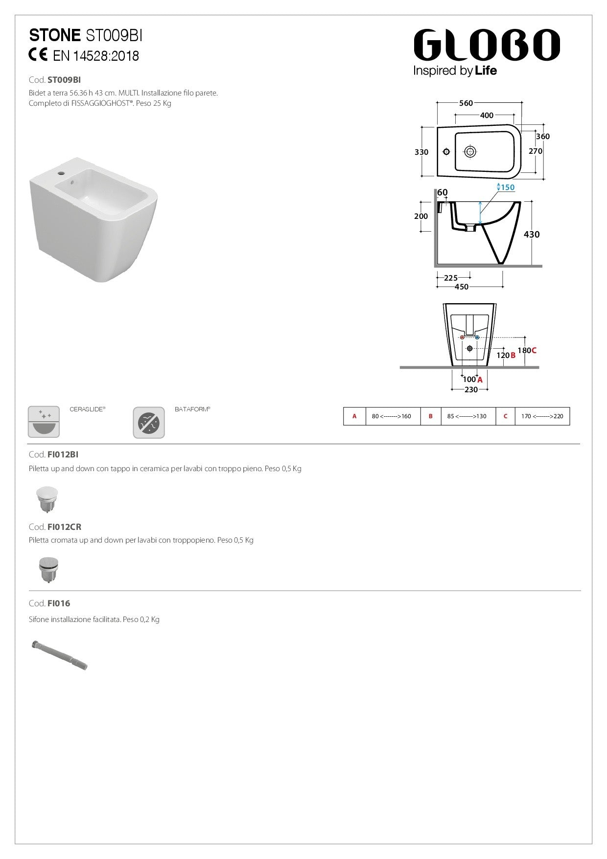 GLOBO STONE BIDET A TERRA
