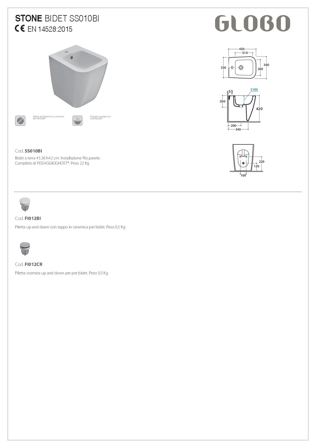 GLOBO STONE BIDET A TERRA