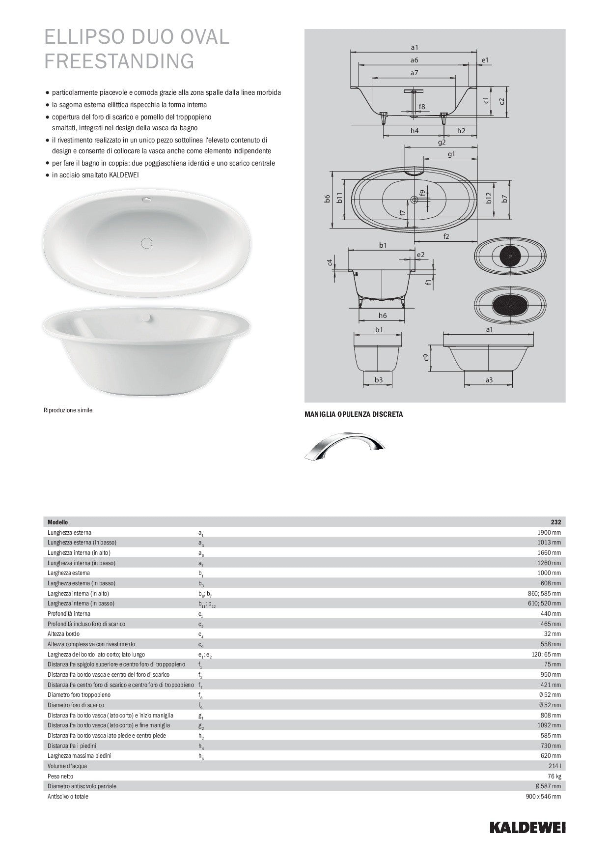 KALDEWEI ELLIPSO DUO OVAL FREESTANDING