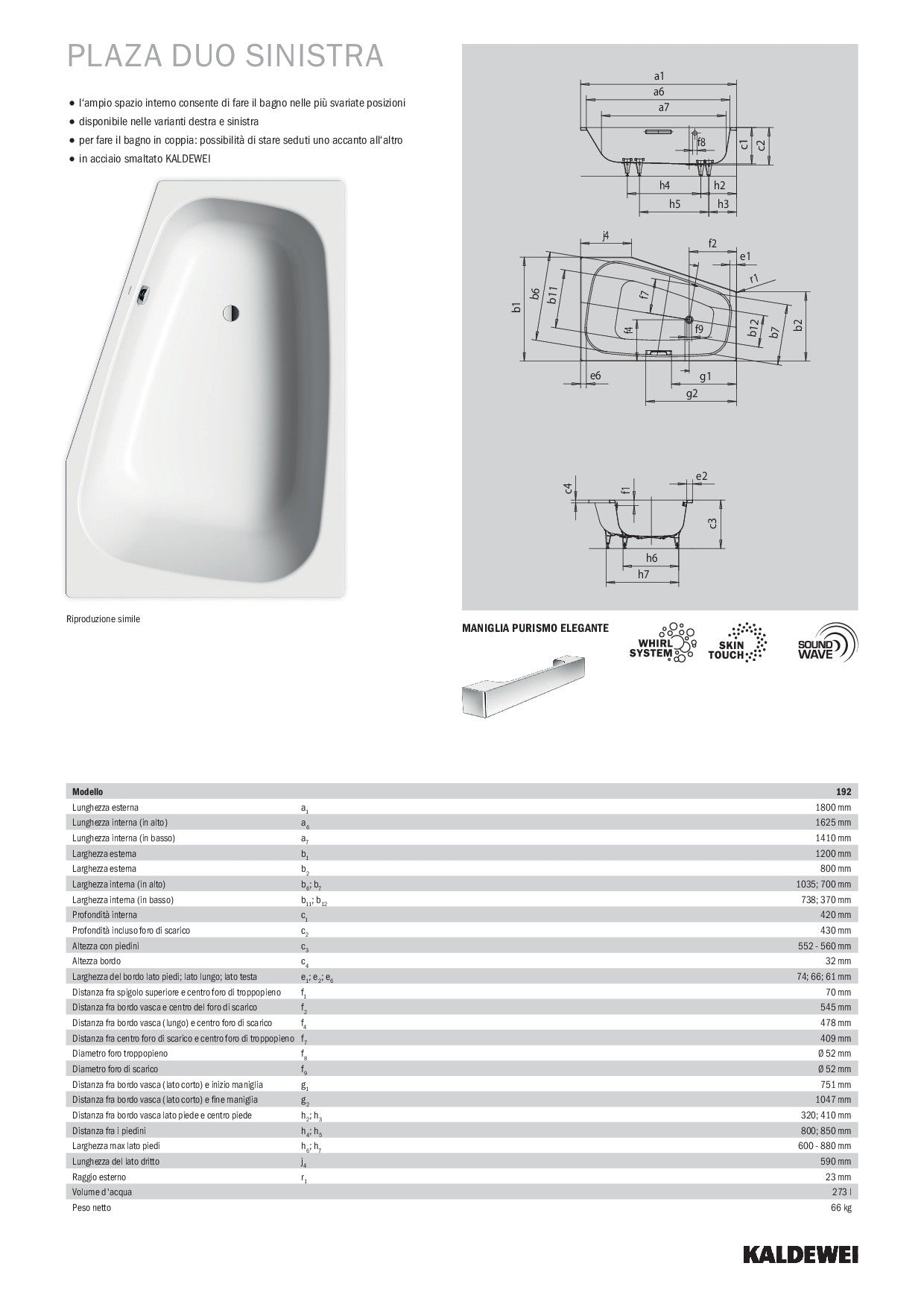 KALDEWEI PLAZA DUO SINISTRA