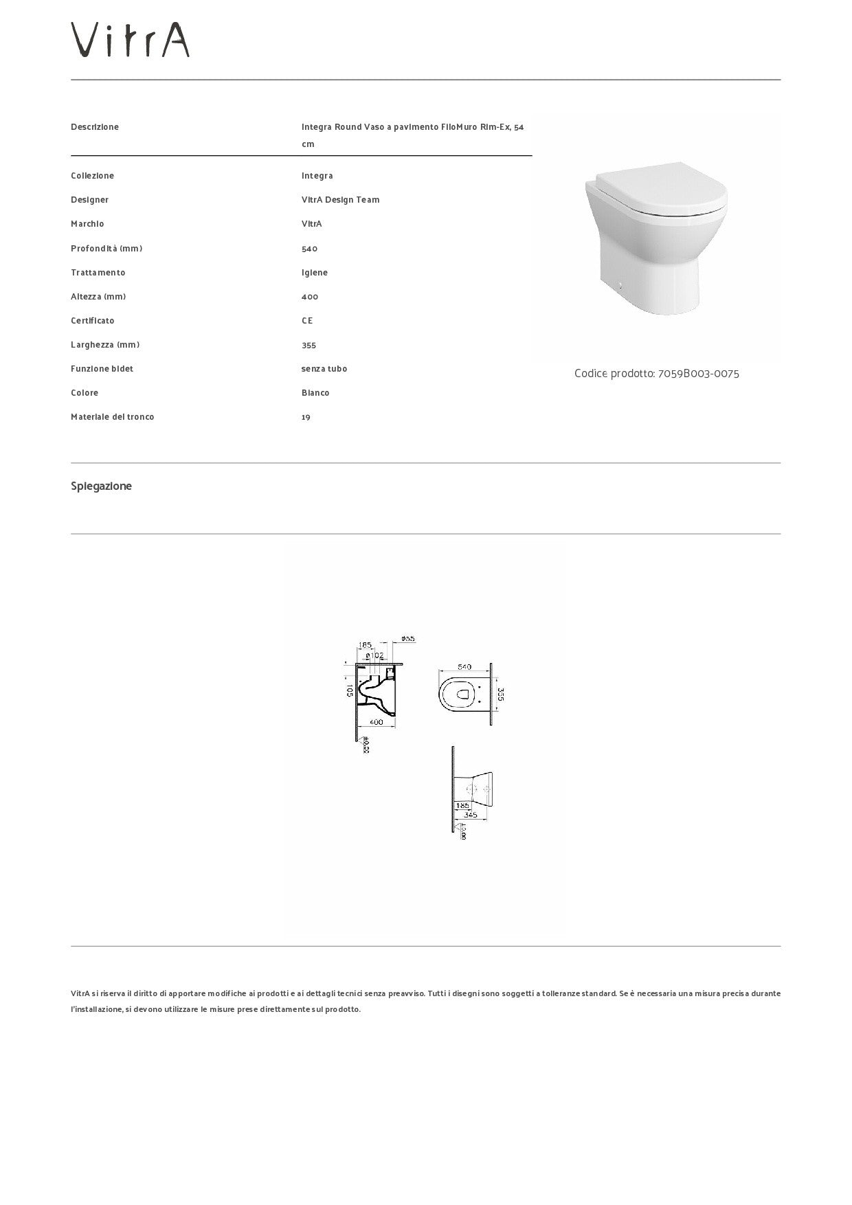 VITRA VASO INTEGRA ROUND