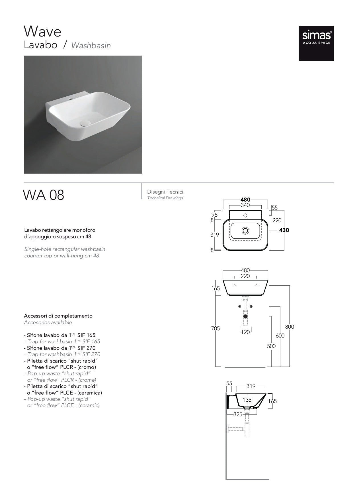 SIMAS WAVE LAVABO 48