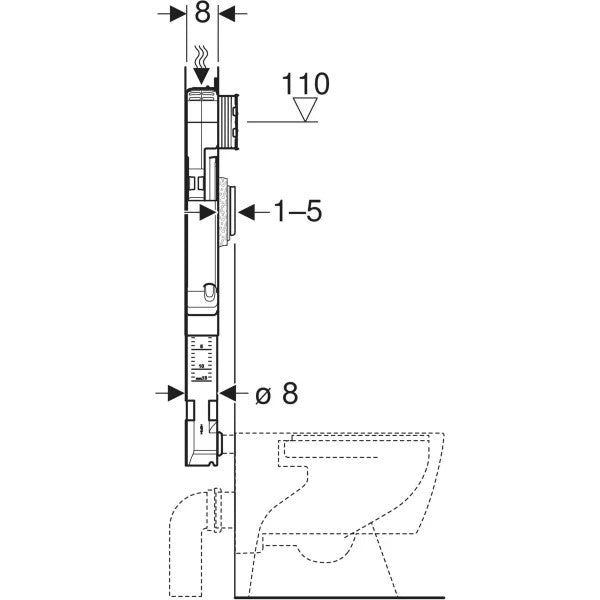 GEBERIT CASSETTA DI RISCIACQUO DA INCASSO SIGMA 8 cm