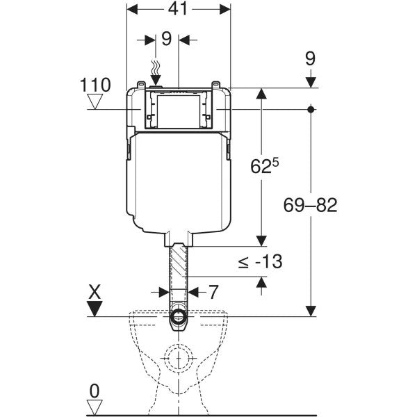 GEBERIT CASSETTA DI RISCIACQUO DA INCASSO SIGMA 8 cm