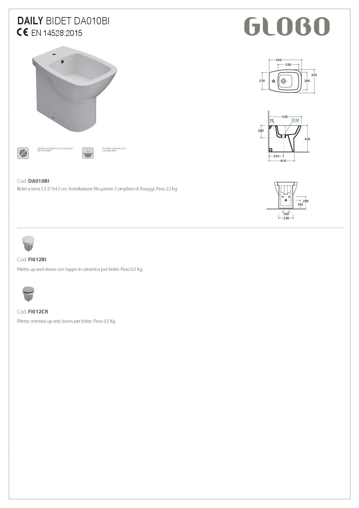 GLOBO DAILY BIDET A TERRA