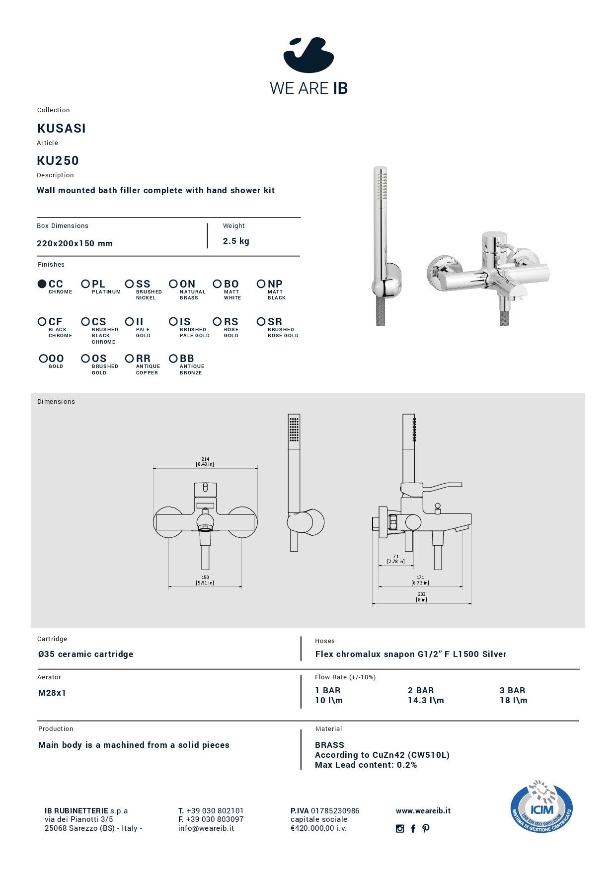 WE ARE IB KUSASI EXTERNAL WALL-MOUNTED BATHROOM EDGE FAUCET