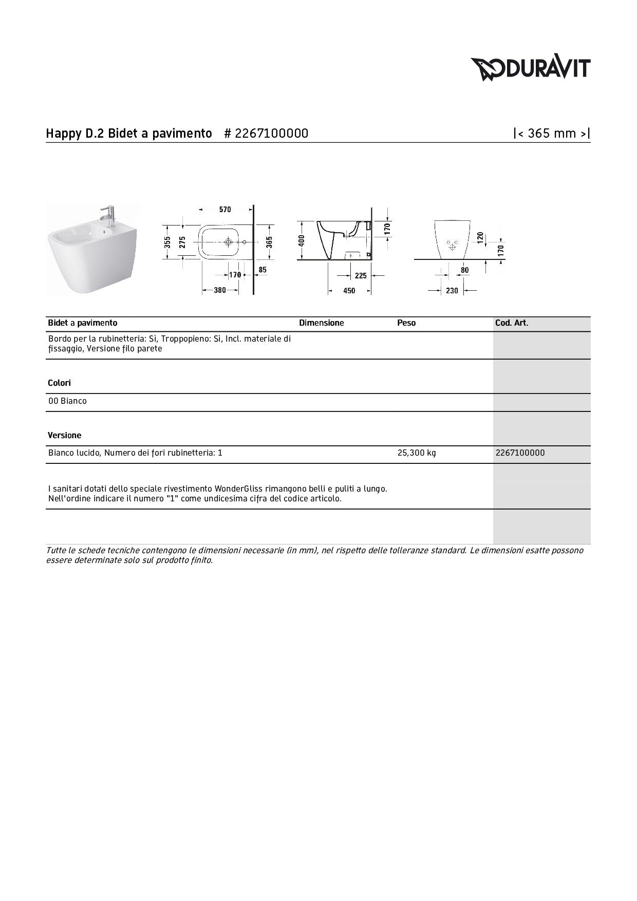 DURAVIT HAPPY D.2 SET VASO A PAVIMENTO C/COPRIWC SOFT-CLOSE + BIDET