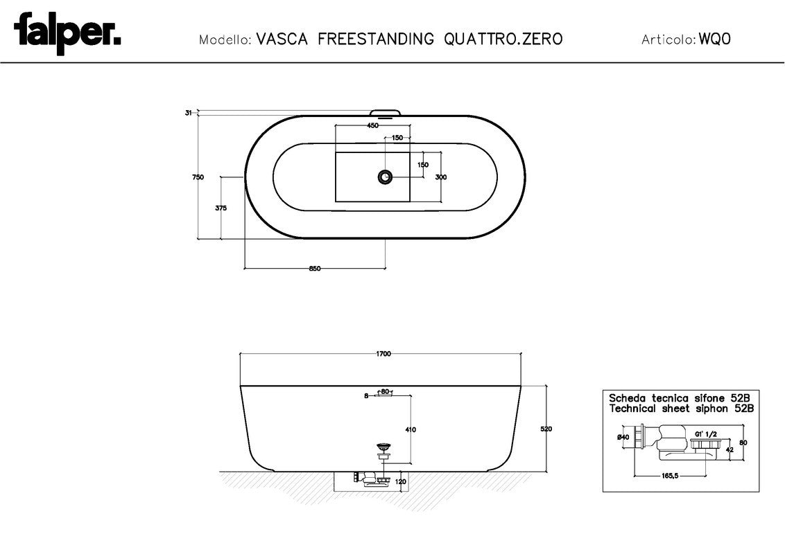 FALPER QUATTRO.ZERO VASCA FREESTANDING