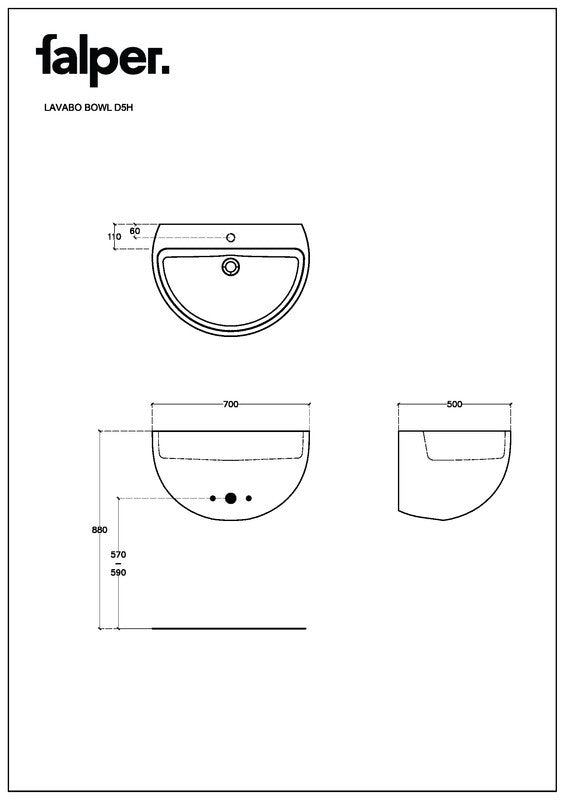 FALPER BOWL LAVABO DA PARETE IN CRISTALPLANT