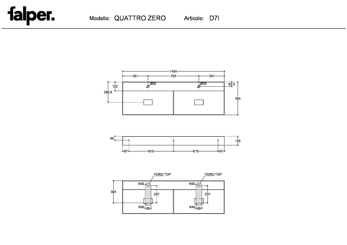 FALPER QUATTRO.ZERO WASHBASIN