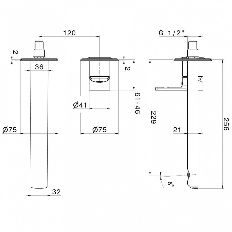 NEWFORM HAKA MIX WALL-MOUNTED BASIN MIXER WITH LONG SPOUT L. 256 mm WITHOUT WASTE
