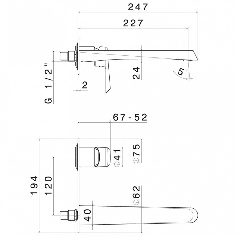 NEWFORM NIO MIX MONOCOMANDO LAVABO A PARETE SENZA SCARICO