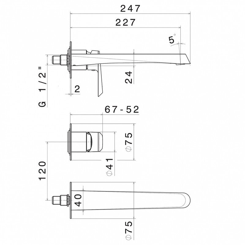 NEWFORM NIO MIX MONOCOMANDO PER LAVABO A PARETE SENZA SCARICO