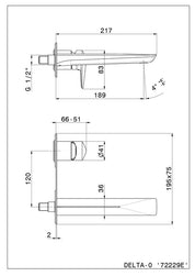 NEWFORM DELTA GRUPPO MISCELATORE MONOCOMANDO A PARETE PER LAVABO BOCCA L. 217 mm